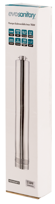 Pompa submersibilă inox Evosanitary 750W – 6 turbine, 53m , absortie inferioara [2]