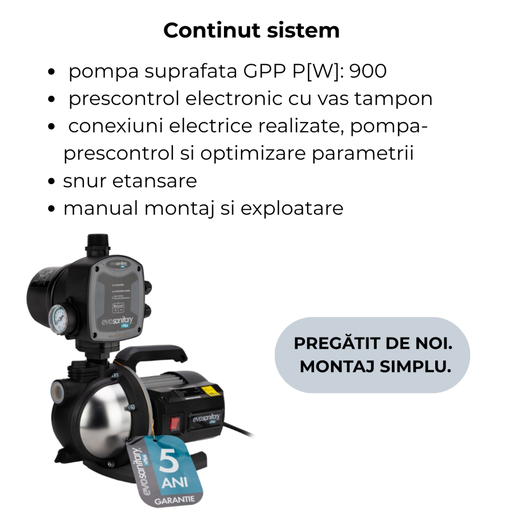 Sistem Booster Presiune Apă Hidrofor Inteligent HERA INSTAL SAN 900W [4]