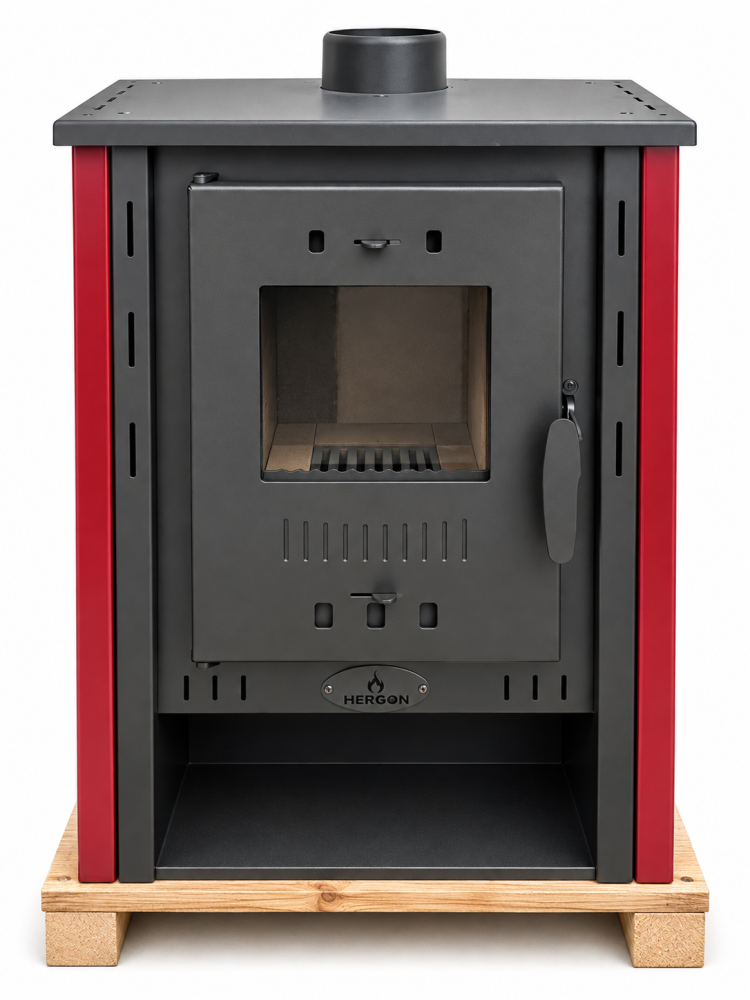 Sobă pe lemne HERGON LIGNA 7, 7 kW, Bordo [3]