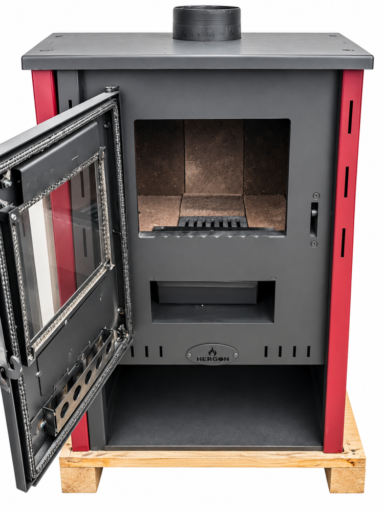 Sobă pe lemne HERGON LIGNA 7, 7 kW, Bordo [2]