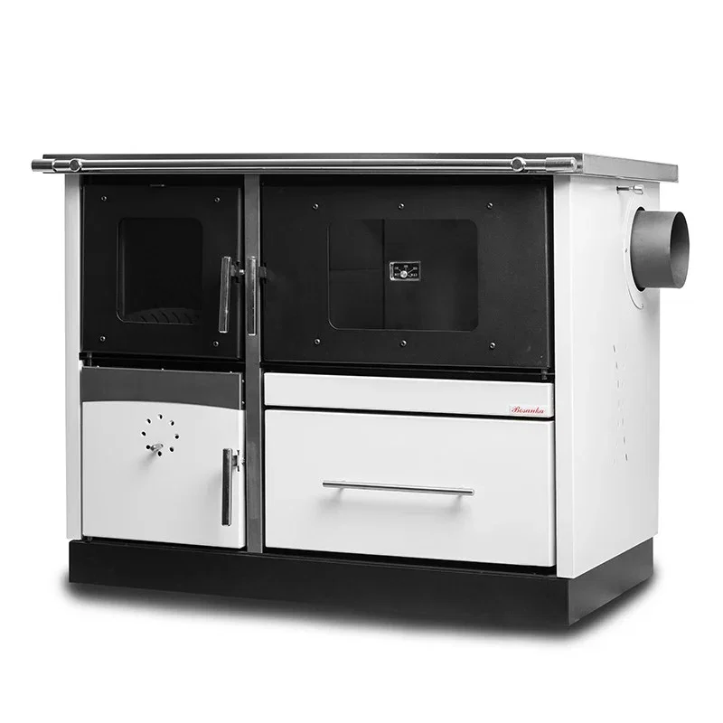Termosoba pe lemne Termax Maria 35 kW cu plita si cuptor alba [2]