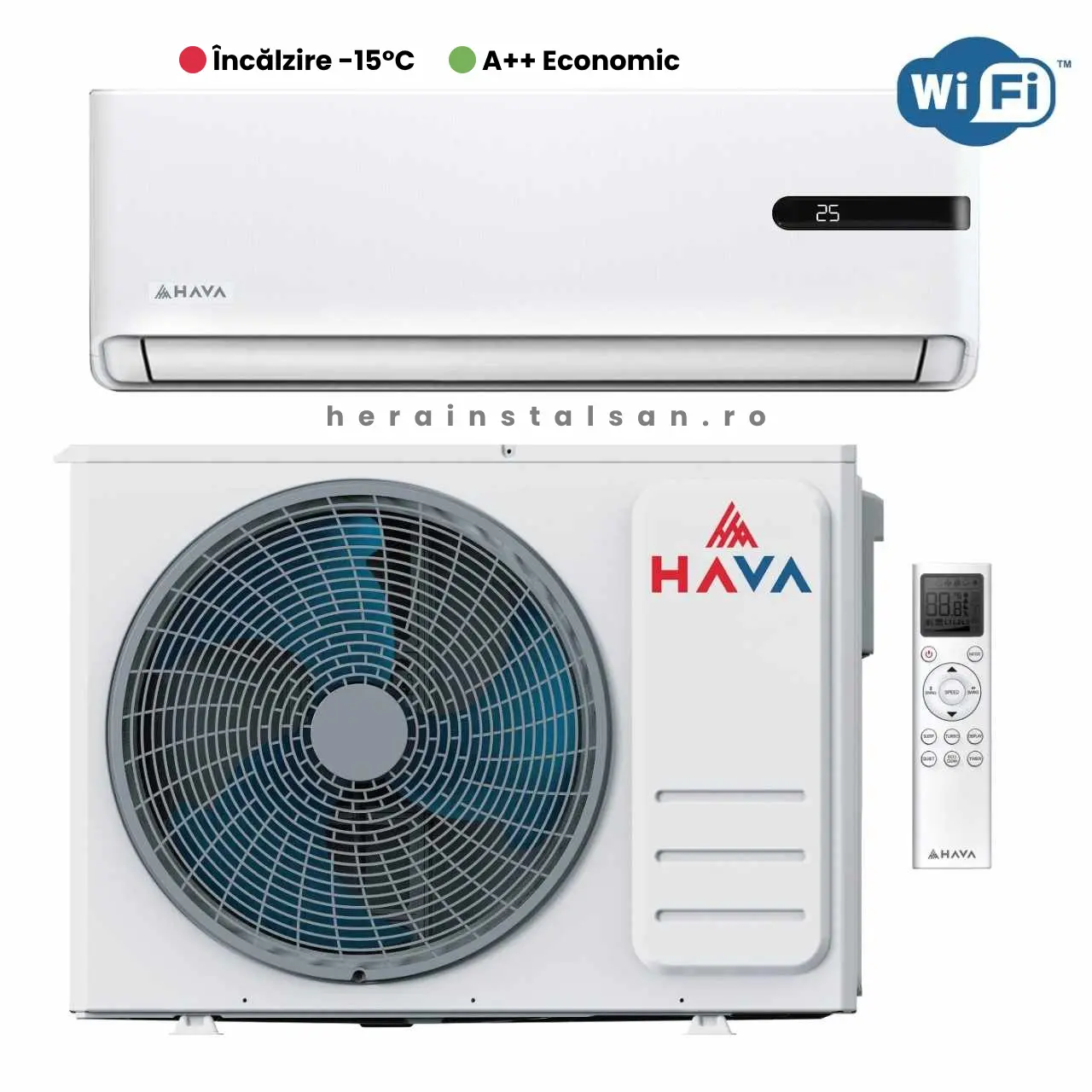 Aparate aer conditionat - Aer condiționat 24000 BTU WiFi Inverter HAVA ComfortMAX A++ | 50–75 mp