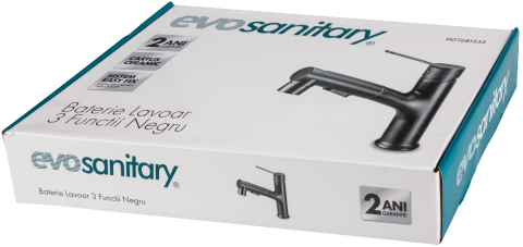 Baterie lavoar Evosanitary negru mat – inox 305, duș extractibil [5]