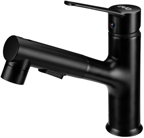 Baterii sanitare , accesorii - Baterie lavoar Evosanitary negru mat – inox 305, duș extractibil