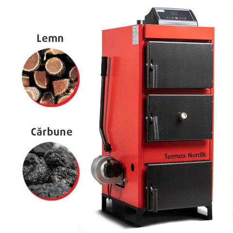 Centrale termice pe lemn - Cazan pe Lemn și Cărbune Termax Nordik 29 kW cu Ventilator și Automatizare | Eficiență și Autonomie