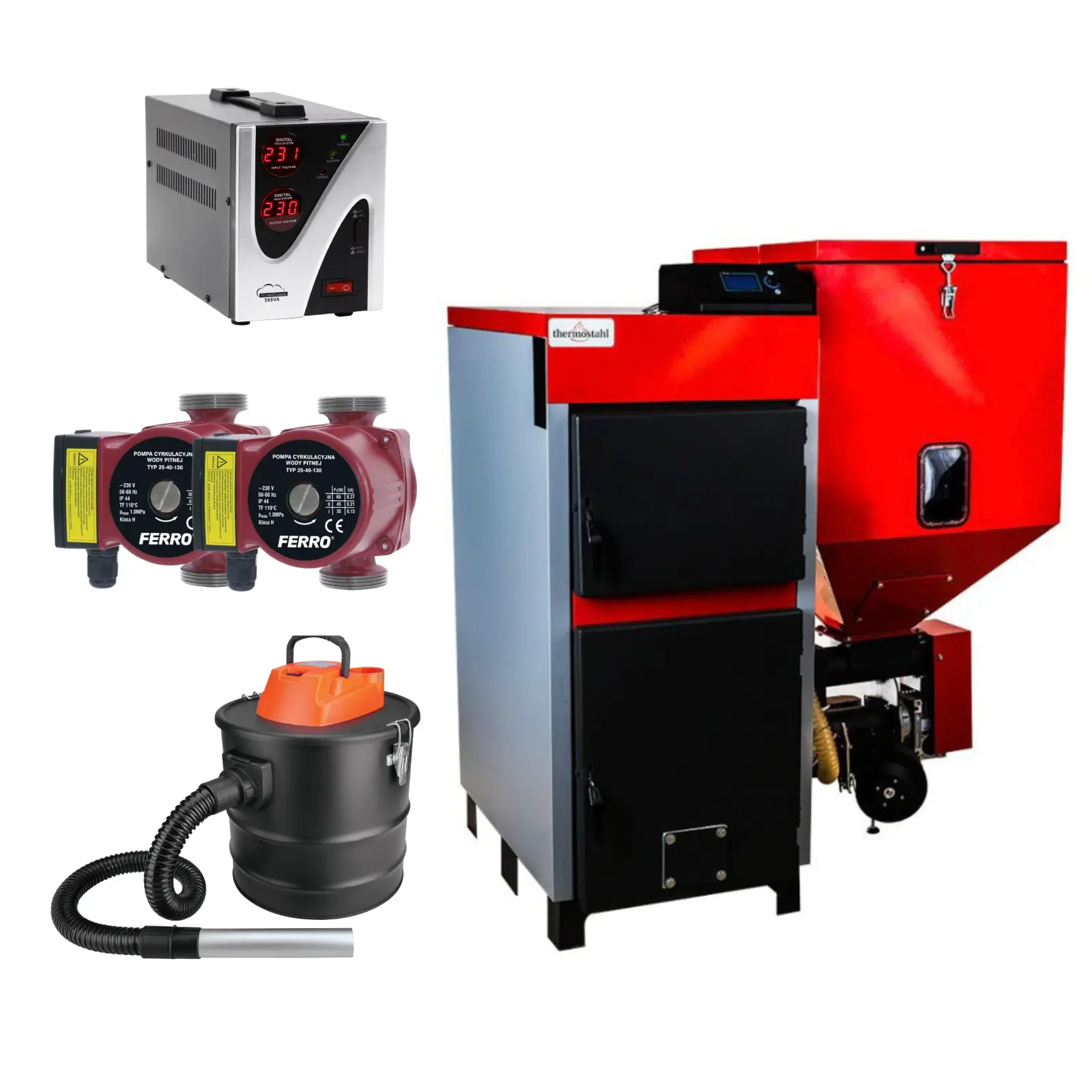 Centrale termice pe pelet - Pachet centrală policombustibil Thermostahl ECOBIO 30kw by HeraInstal – încălzire automată versatilă