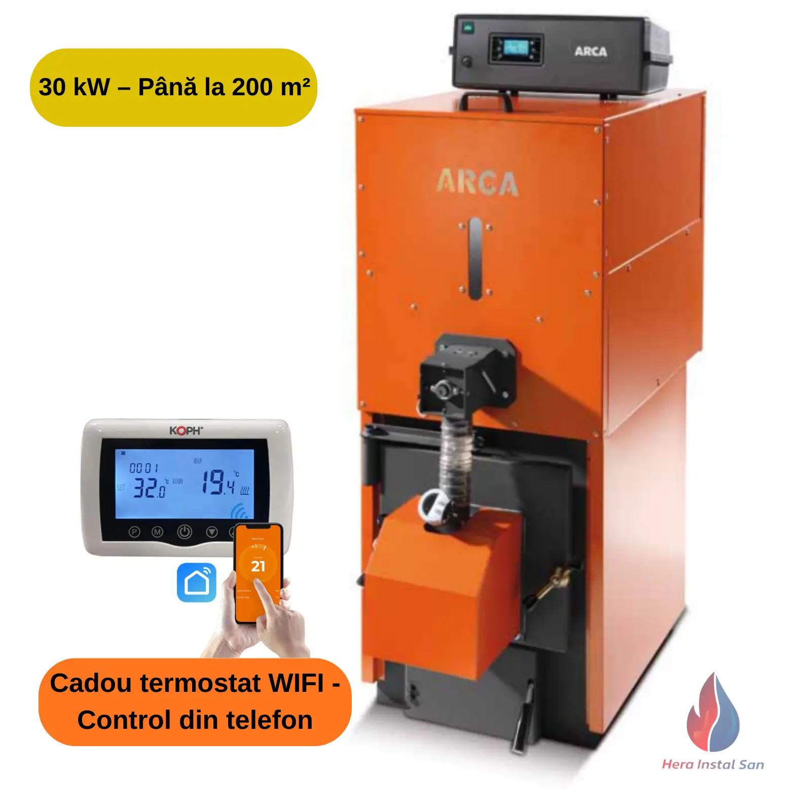 Centrale termice pe pelet - Arca Granola 30R – Centrală pe peleți 30 kW | Automată & Eficientă