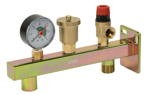 Fitinguri si armaturi - Grup de Siguranță Evosanitary – Supapă, Aerisitor și Manometru
