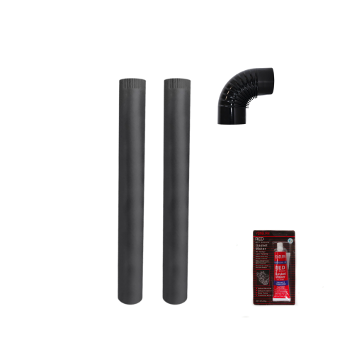 Kit conexiune coș fum sobă termosobă Ø120 mm – 2 tuburi 95 cm + cot 90°