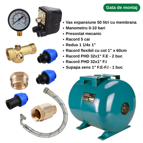 Kit Hidrofor 50L cu Pompa Submersibila 750W | Alimentare Apa Put [2]