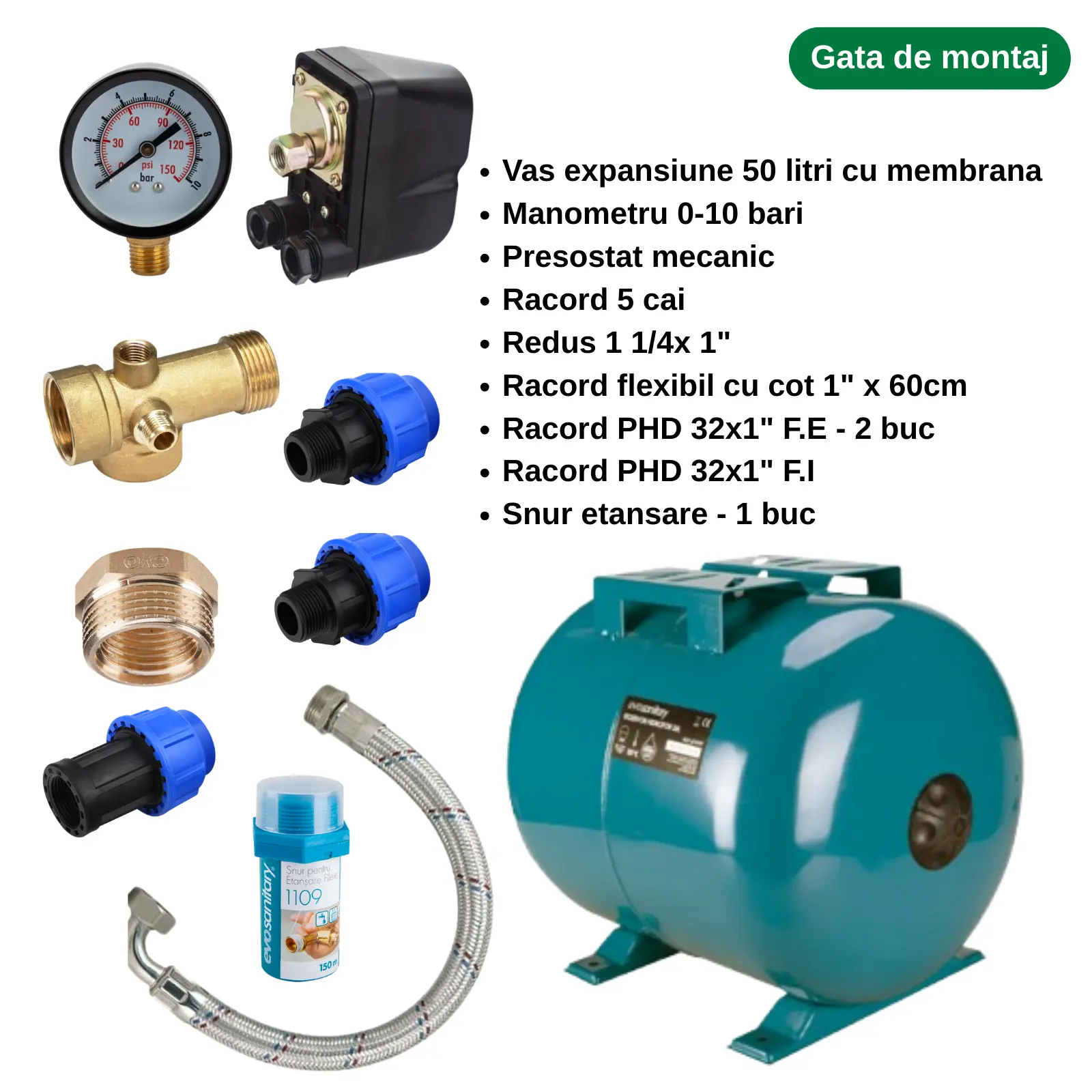 Kit Hidrofor 50L cu Pompa Submersibila 750W | Alimentare Apa Put [2]