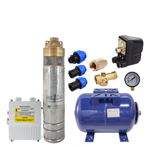 Pachete complete pompe submersibile - Pachet pompa submersibila 750W cu vas expansiune 24L si presostat mecanic
