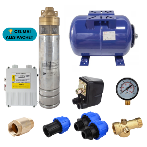 Pachete complete pompe submersibile - Pachet pompa submersibila 750W cu vas expansiune 24L si presostat mecanic