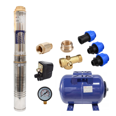 Pachete complete pompe submersibile - Pachet Pompa Submersibilă 8 Turbine EVOSANITARY + Accesorii Hidrofor | Debit 4000 l/h, 54 m, 750W