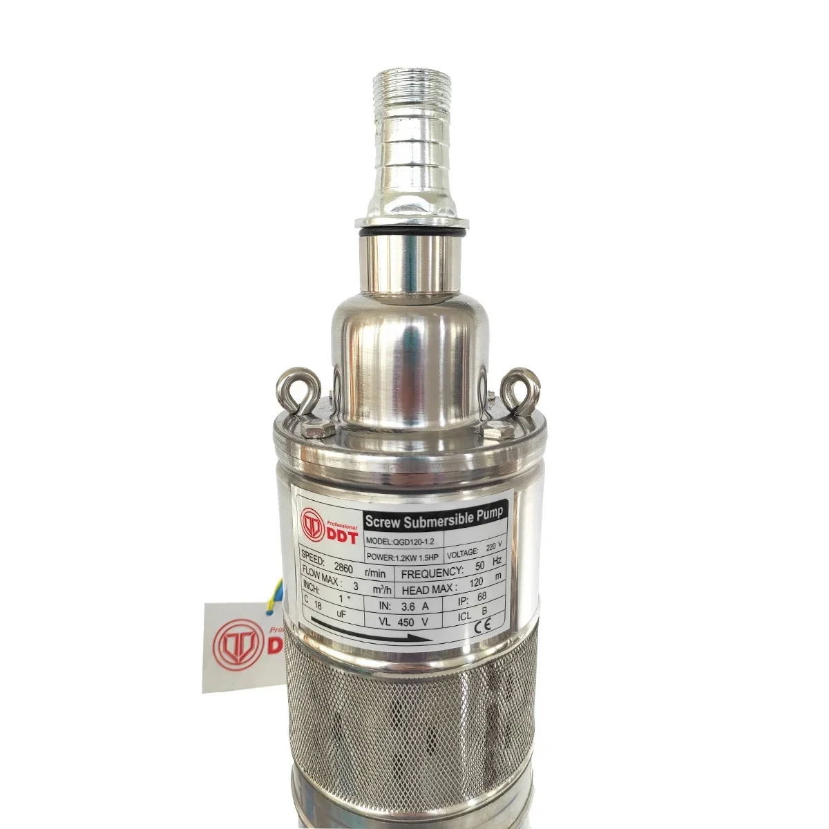 Kit pompă submersibilă 120m DDT QGD120 1100W + vas 24L + presostat | Sistem hidrofor complet [1]