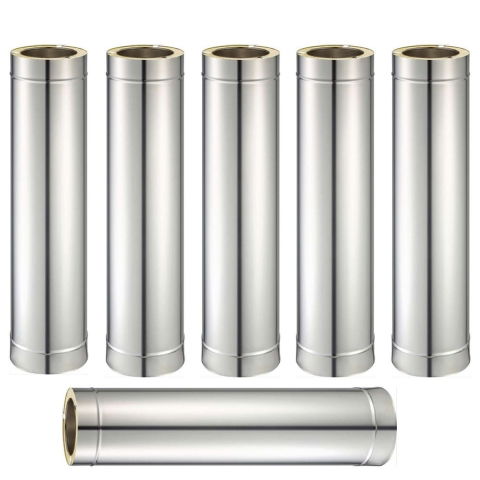 Cosuri de fum - Pachet 6 tuburi inox izolat Ø180 mm KOPH – dublu perete, 1m – pentru coș fum