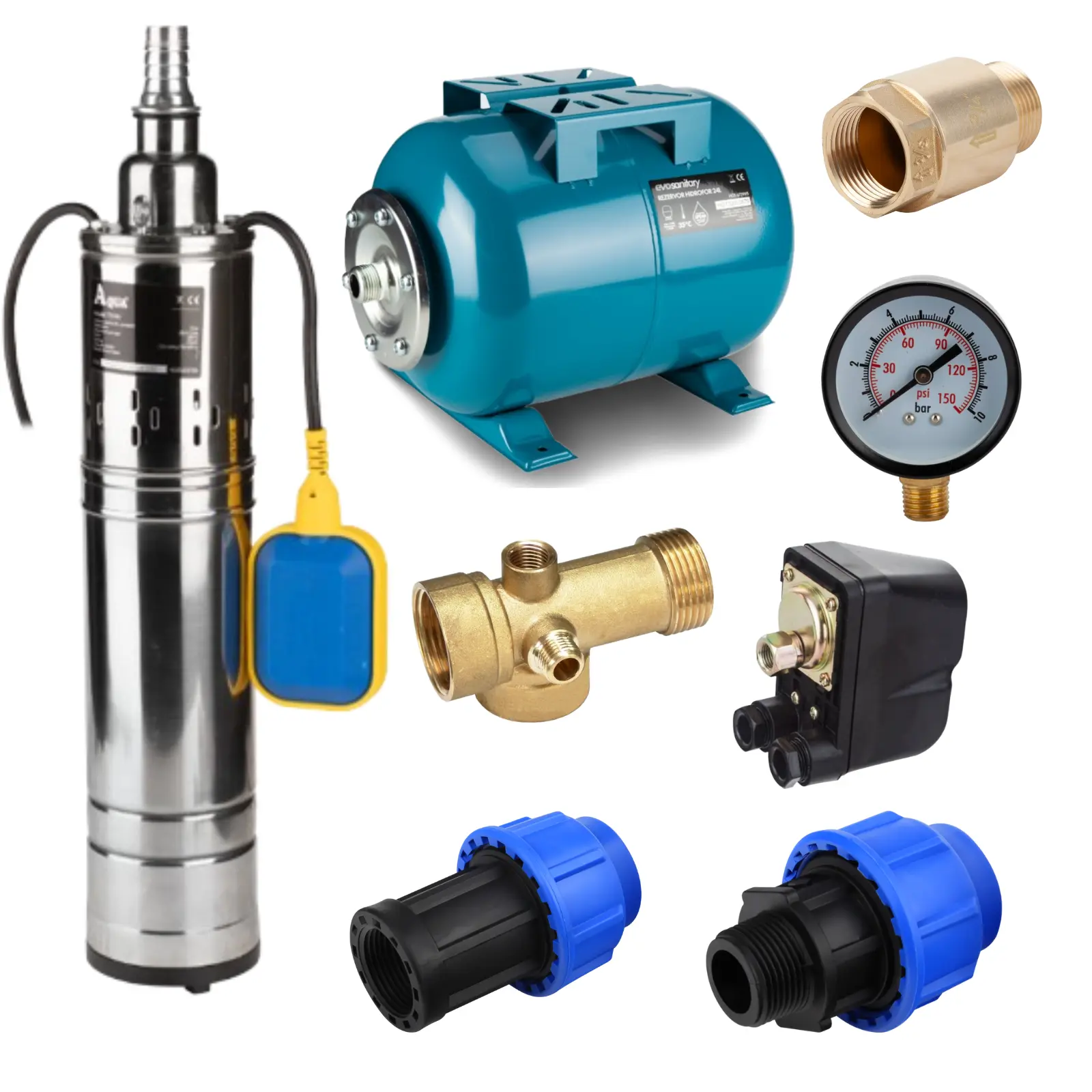Pachete complete pompe submersibile - Pachet Alimentare Apă cu Pompă Submersibilă Aqua 750W + Vas 24L