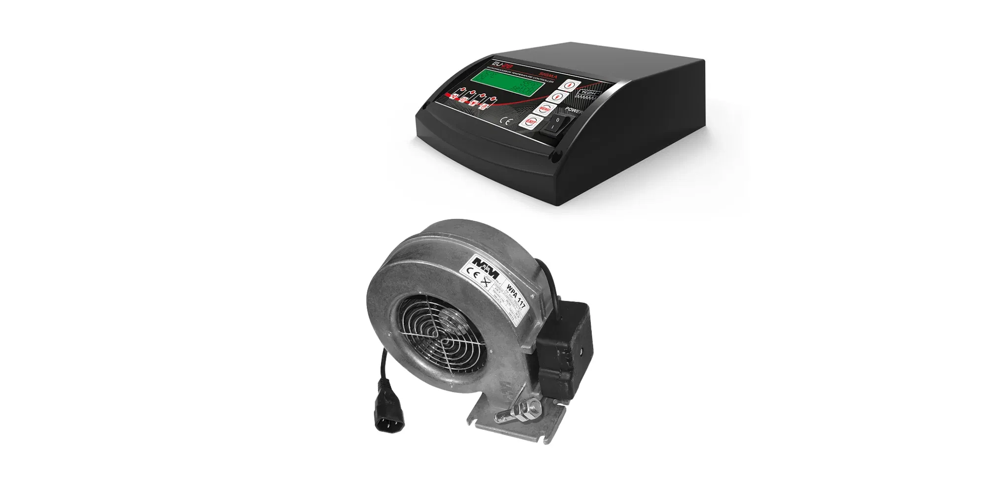 Termostate si automatizari - Pachet automatizare cazan Heiztech 28–47 kW cu controler EU28N PID și ventilator WPA 117 TECH