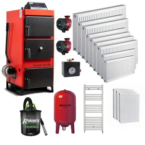 Centrale termice pe lemn - Pachet cazan lemn Termax Nordik 46 kW cu automatizare completă