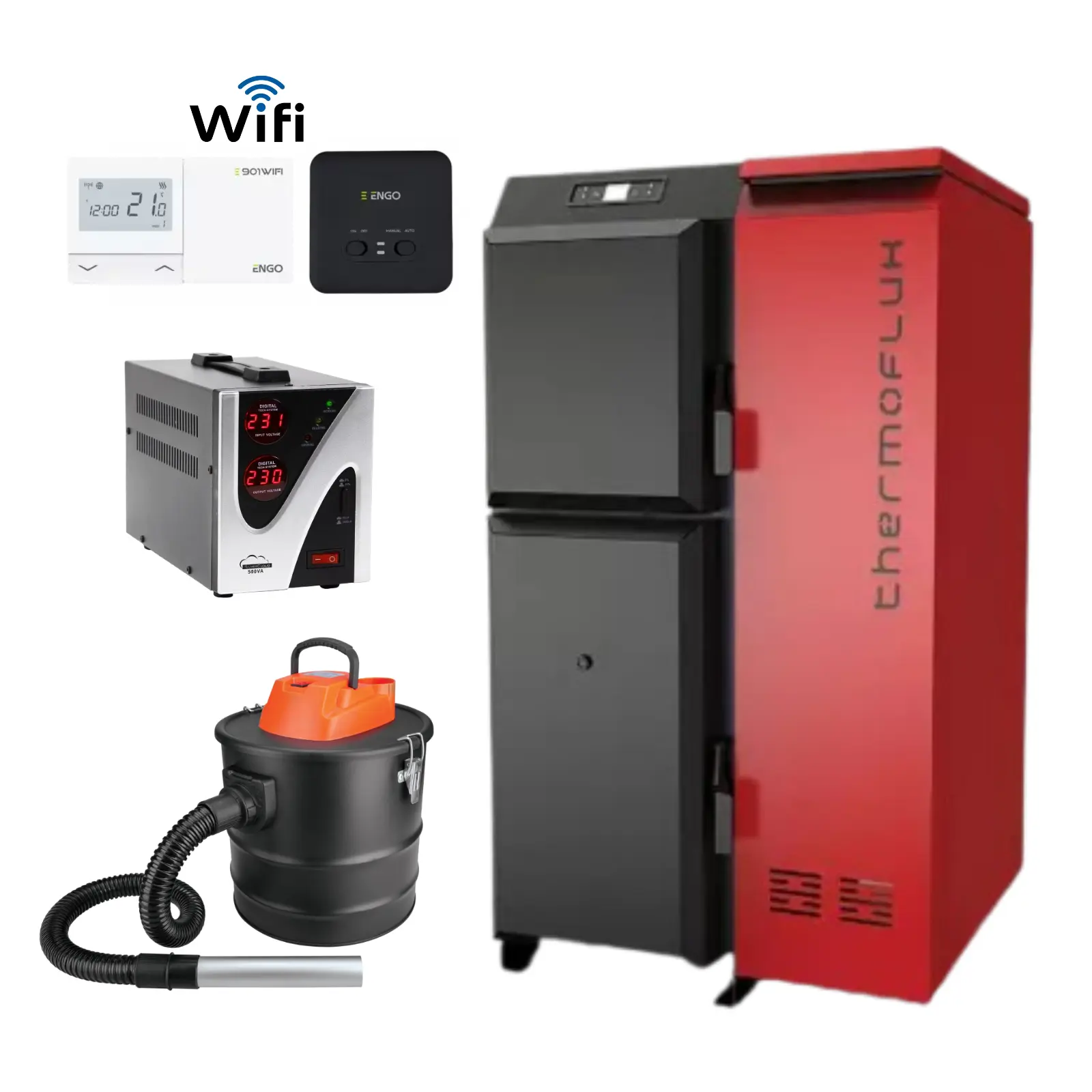 Centrale termice pe pelet - Pachet cazan pe peleți THERMOFLUX PELLING cu termostat Wi-Fi