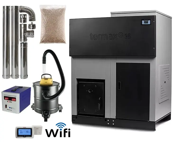 Centrale termice pe pelet - Pachet centrală pe peleți Termax ECO GRI 35 kW – autonomie și randament ridicat