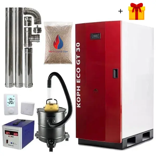 Centrale termice pe pelet - Pachet centrală termică pe peleți KOPH GT 30 kW – Pompa circulație + Vas expansiune | HERAINSTALSAN