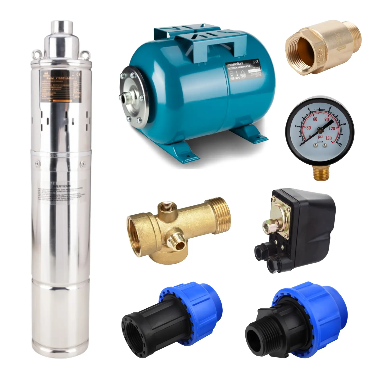 Pachete complete pompe submersibile - Pachet Complet Alimentare cu Apă – Pompa Submersibilă 750W, Vas Expansiune 24L, Presostat și Accesorii | Comanda ACUM cu livrare rapida |