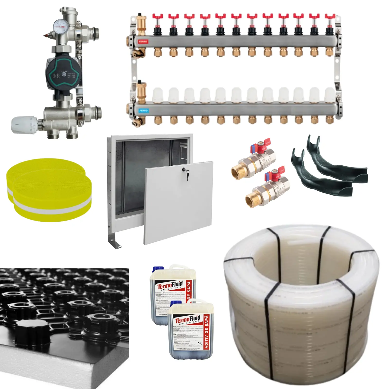 Pachete încălzire în pardoseală - Pachet Încălzire în Pardoseală 100 mp –  Montare Ușoară, Grup Amestec