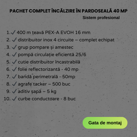Pachet încălzire în pardoseală 40 mp – 400 m țeavă PEX-A EVOH 16 mm, distribuitor inox, grup amestec și pompă – sistem complet Hera Instal [1]