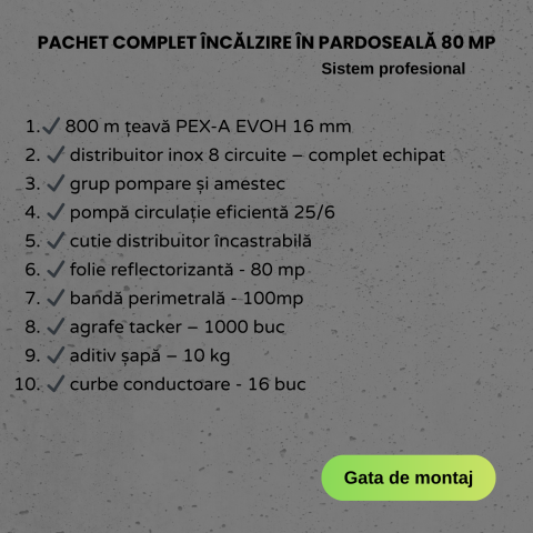 Pachet încălzire în pardoseală 80 mp – 800 m țeavă PEX-A EVOH 16 mm, distribuitor inox, grup amestec și pompă – sistem complet [1]