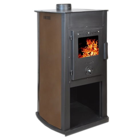 Pachet soba pe lemn Termax Armonia, 8.45 kW, randament 80.36%, 55 m², Maro, set accesorii, aspirator cenusa si suport lemne foc metalic Termax M [1]