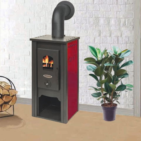 Pachet soba pe lemn Termax Bucur, 6.11 kW, randament 86.49%, 40 m², Rosu, set accesorii, aspirator cenusa si suport lemne foc metalic Termax M [3]