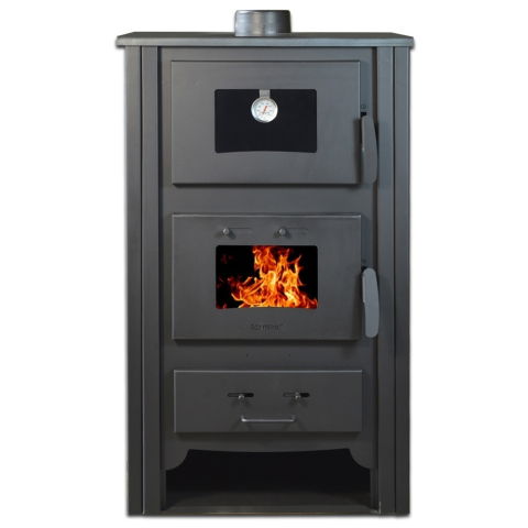 Pachet soba pe lemn Termax Doina, 12.2 kW, randament 84.17%, 80 m², cuptor de gatit integrat, Rosu, set accesorii, aspirator cenusa si suport lemne foc metalic Termax XL [2]