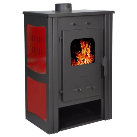 Pachet soba pe lemn Termax Haiduc, 7.02 kW, randament 85.74%, 45 m², Rosu, set accesorii, aspirator cenusa si suport lemne foc metalic Termax XL [1]