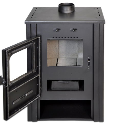 Pachet soba pe lemn Termax Haiduc, 7.02 kW, randament 85.74%, 45 m², Rosu, set accesorii, aspirator cenusa si suport lemne foc metalic Termax XL [5]