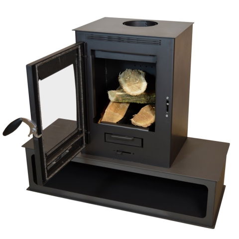 Pachet soba pe lemn Termax Mina, 9.47 kW, randament 84.32%, 60 m², spatiu depozitare lemne, Negru, set accesorii si aspirator cenusa [3]