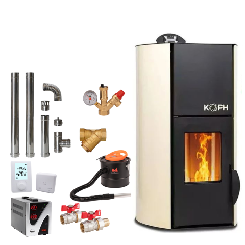 Surse de încălzire - Termosemineu pe Peleți 25 kW KOPH Fiama – Pachet Complet