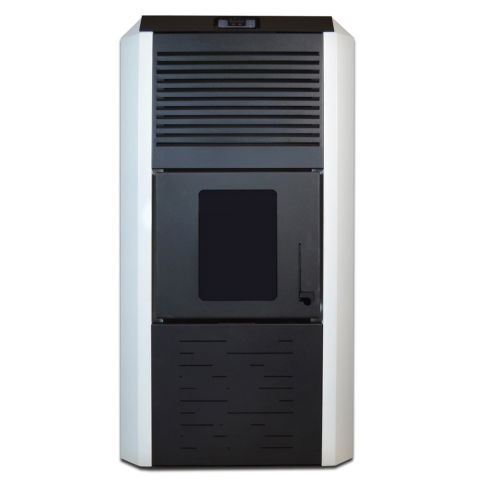 Pachet termosemineu cu peleti Termax Kamin ECO, 30 kW, 220 mp, buncar peleti 55 kg, volum apa 49 litri, diametru cos fum ⌀80 mm, vas expansiune si pompa recirculare incluse, Alb [7]