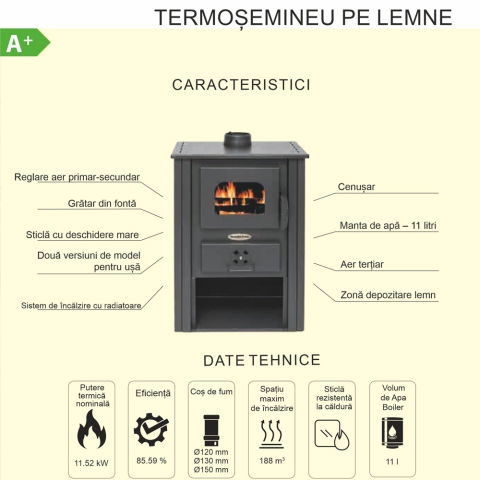 Pachet Termosemineu pe lemn Termax Decebal, 11.52 kW, randament 85.59%, 75 m², Bordo, Calorifere, Pompa Recirculare, Grup siguranta, Vas expansiune, Robineti tur/retur, Aspirator cenusa si set accesor [7]