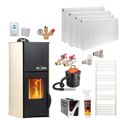 Pachet termosemineu pe peleti KOPH PM 25kW Fiama Crem