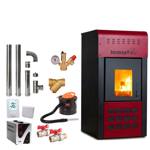 Termosemineu pe Peleți Termax Kamin ECO 25 kW – Pachet Complet 160 mp