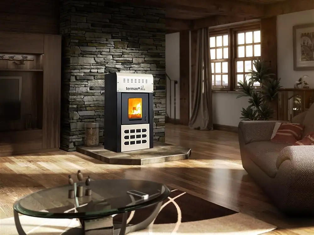 Pachet termosemineu pe peleți Termax Kamin ECO 25 kW – încălzire până la 160 mp, cu vas expansiune, pompă recirculare și accesorii incluse [1]