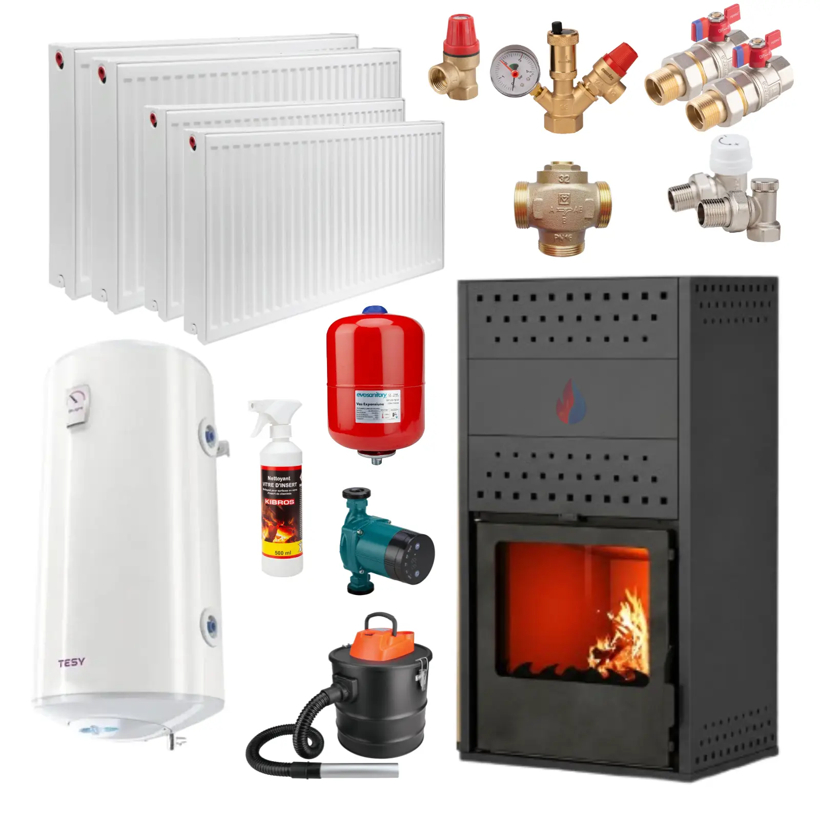 Termosobe pe lemne - Pachet Termosobă pe Lemne 18.4 kW cu Calorifere , Boiler și Pompă | Kit Încălzire Centrală
