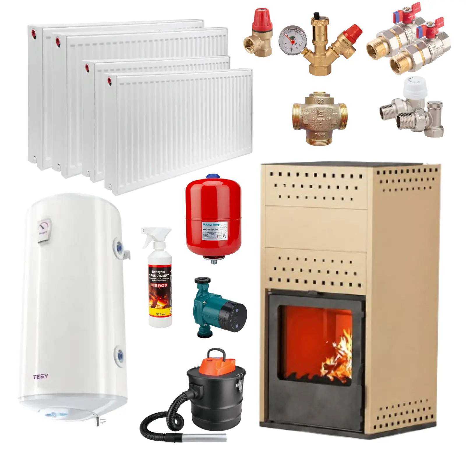 Termosobe pe lemne - Pachet Termosobă pe Lemne 18.4 kW cu Calorifere , Boiler și Pompă | Kit Încălzire Centrală