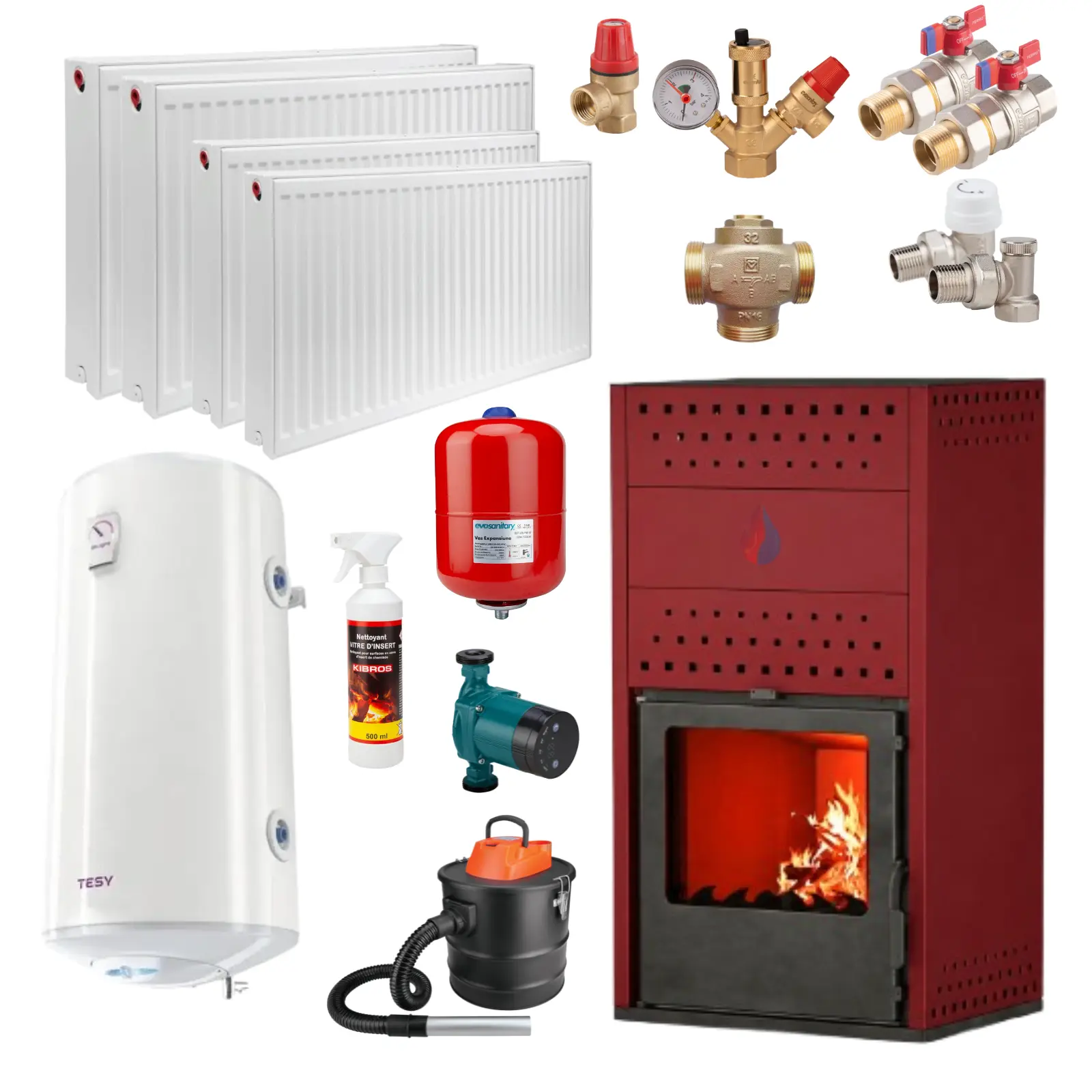 Termosobe pe lemne - Pachet Termosobă pe Lemne 18.4 kW cu Calorifere , Boiler și Pompă | Kit Încălzire Centrală