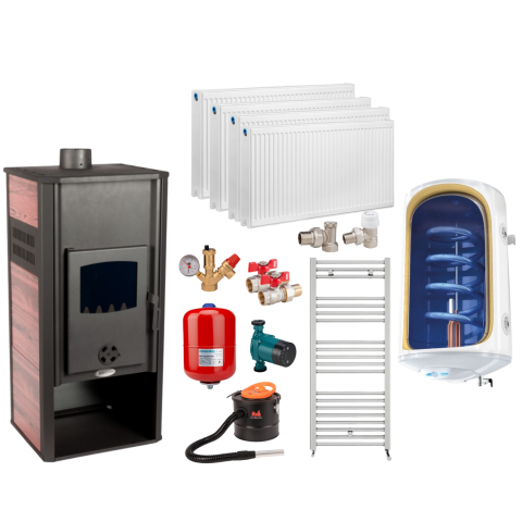 Termosobe pe lemne - Pachet Termosobă pe lemne Herainstal Căldurică 120 m² cu boiler termoelectric