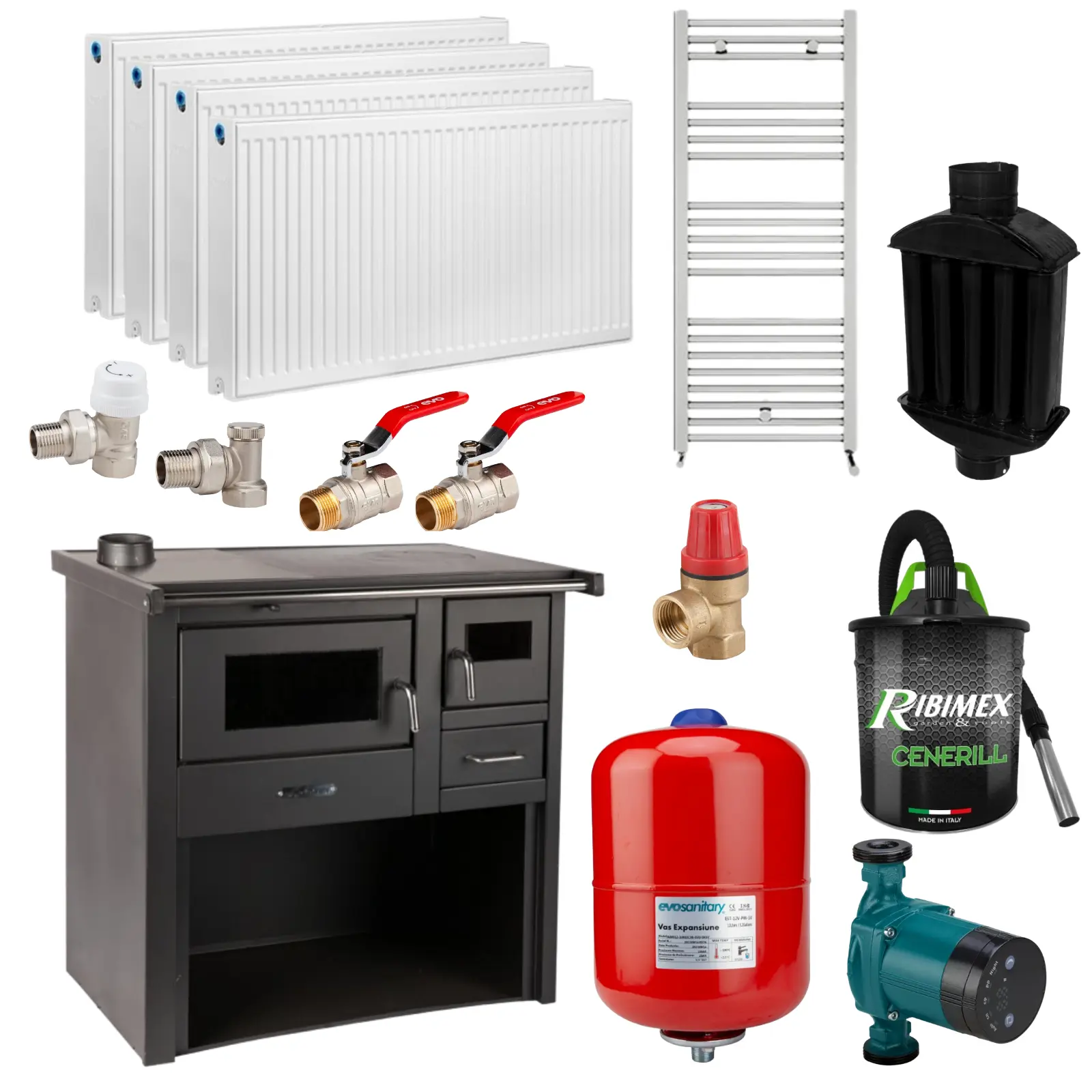 Termosobe pe lemne - Pachet termosobă pe lemne 12 kW cu cuptor – Herainstal Gospodina