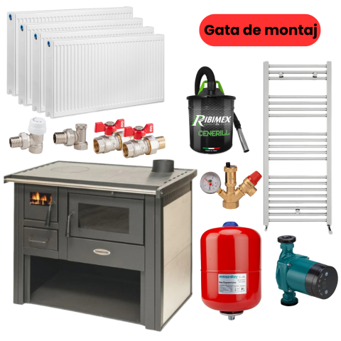 Termosobe pe lemne - Termosobă pe lemne 12 kW cu cuptor și plită – Pachet 85 mp | Hera Instal Vatra