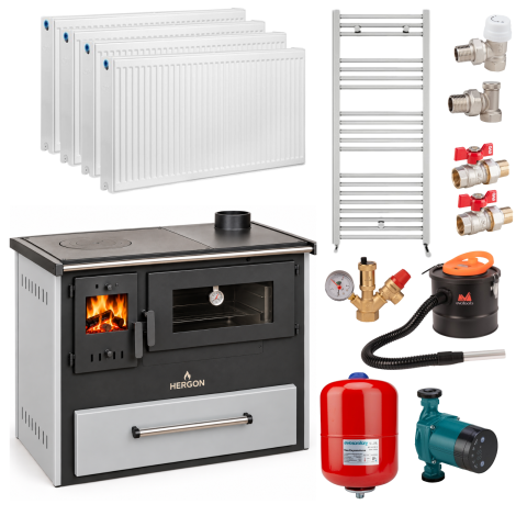 Termosobe pe lemne - Termosobă pe lemne 12 kW cu cuptor și plită – Pachet 85 mp | Hera Instal Vatra