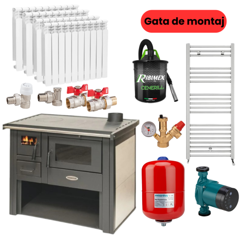 Termosobe pe lemne - Pachet Termosoba pe lemne Herainstal Vatra Aluminium 12.05 kW cu 40 elementi aluminiu 600 mm